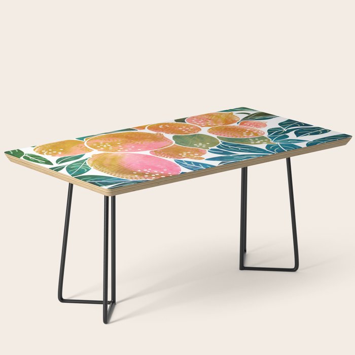 Lemons | Watercolor Modern Boho Botanical Painting | Pastel Summer Jungle Garden Juicy Fresh Coffee Table