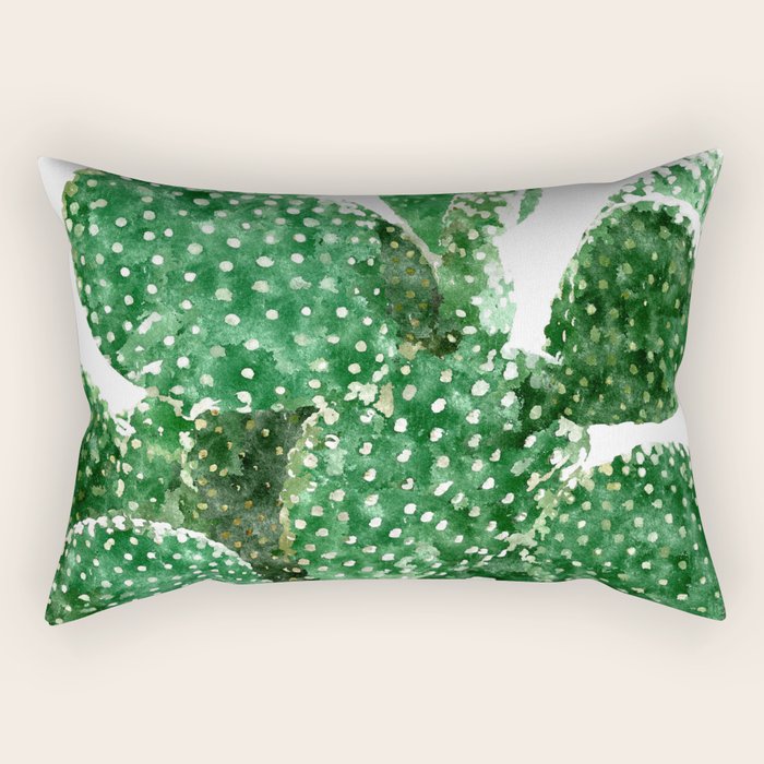 Velvet Cactus | Watercolor Botanical Plants | Minimal Boho Scandinavian Painting Rectangular Pillow