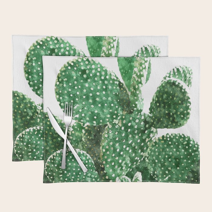 Velvet Cactus | Watercolor Botanical Plants | Minimal Boho Scandinavian Painting Placemat