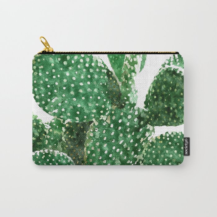 Velvet Cactus | Watercolor Botanical Plants | Minimal Boho Scandinavian Painting Carry All Pouch