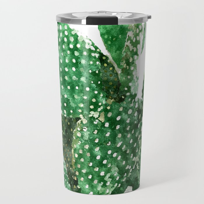 Velvet Cactus | Watercolor Botanical Plants | Minimal Boho Scandinavian Painting Travel Mug
