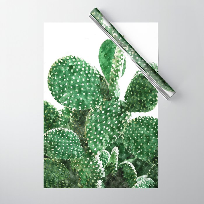 Velvet Cactus | Watercolor Botanical Plants | Minimal Boho Scandinavian Painting Wrapping Paper
