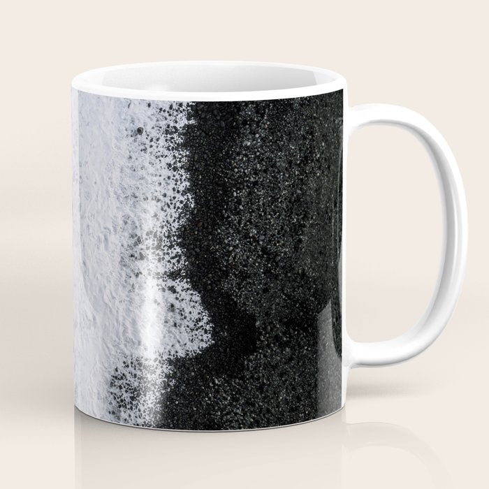 Waves From Above On A Black Sand Beach Coffee Mug