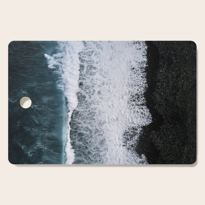 Waves From Above On A Black Sand Beach Cutting Board