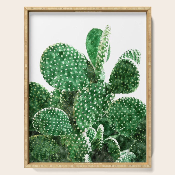 Velvet Cactus | Watercolor Botanical Plants | Minimal Boho Scandinavian Painting Serving Tray