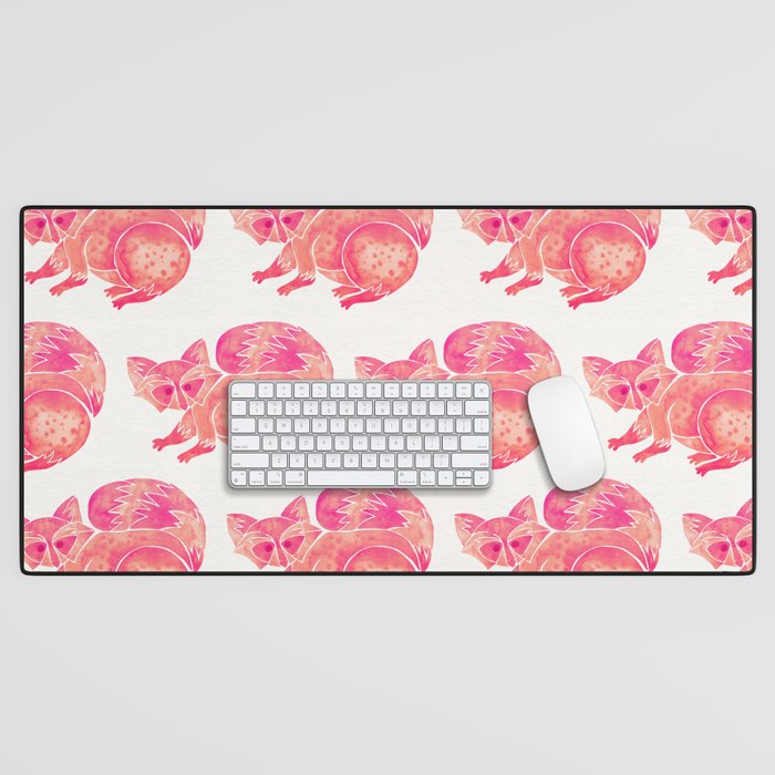 Watercolor Raccoon - Pink Palette Desk Mat