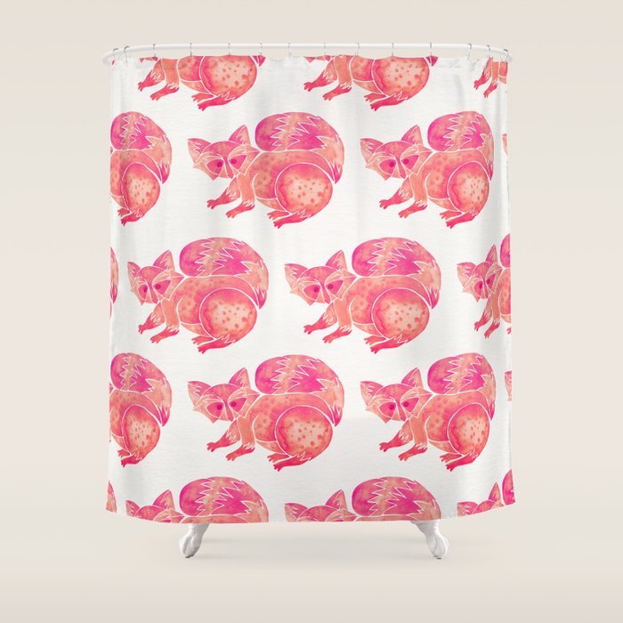 Watercolor Raccoon - Pink Palette Shower Curtain