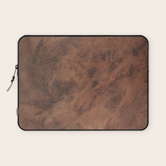 Old Tan Faux Leather Texture Laptop Sleeve