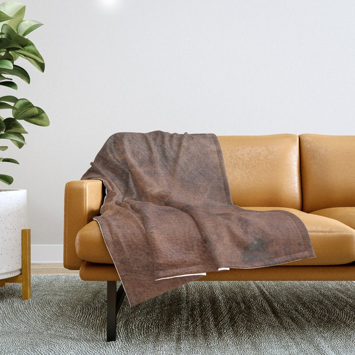 Old Tan Faux Leather Texture Throw Blanket