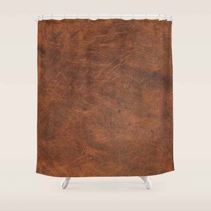 Old Tan Faux Leather Texture Shower Curtain