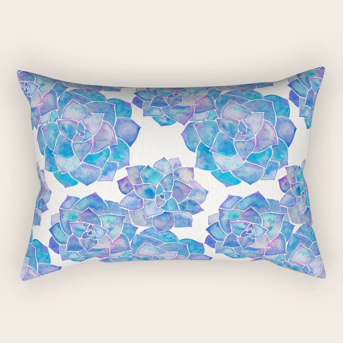 Rosette Succulents - Blue Palette Rectangular Pillow