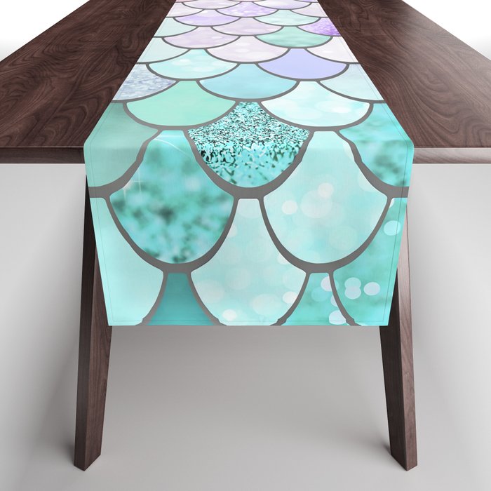 Mermaid Pastel Pink Purple Aqua Teal Table Runner
