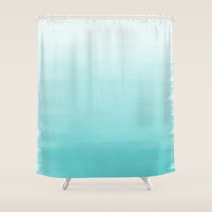 Modern Teal Watercolor Gradient Ombre Brushstrokes Pattern Shower Curtain