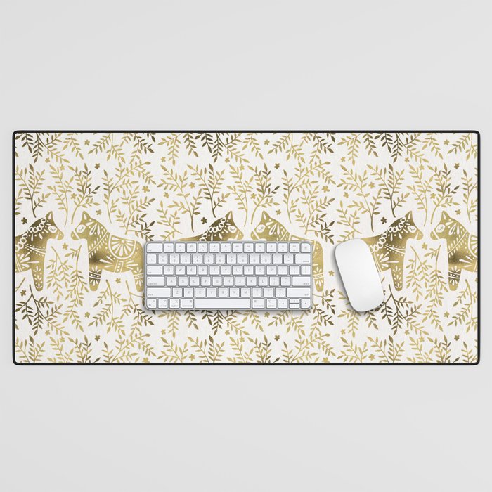 Swedish Dala Horses - Gold Palette Desk Mat