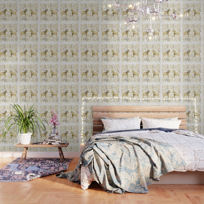 Swedish Dala Horses - Gold Palette Wallpaper