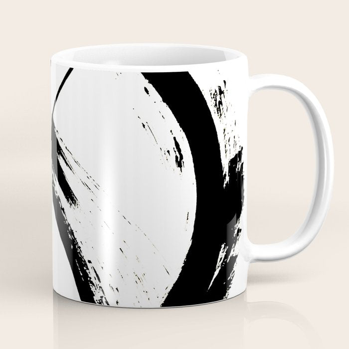 Brushstroke 7: A Minimal, Abstract, Black And White Piece Coffee Mug
