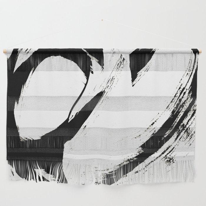Brushstroke 6: A Minimal, Abstract, Black And White Piece Wall Hanging