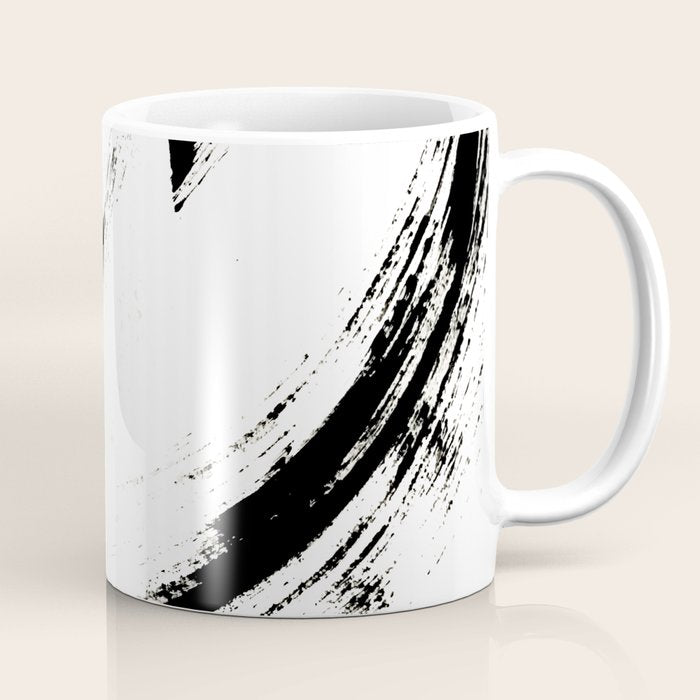 Brushstroke 6: A Minimal, Abstract, Black And White Piece Coffee Mug