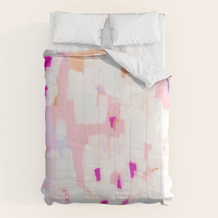 Netta - Abstract Painting Pink Pastel Bright Happy Modern Home Office Dorm College Decor Comforter