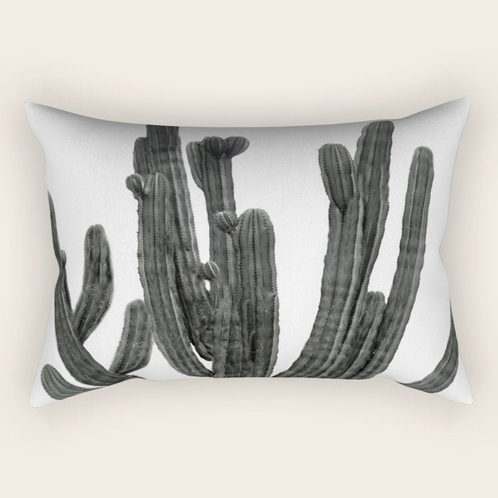 Black And White Cactus Rectangular Pillow