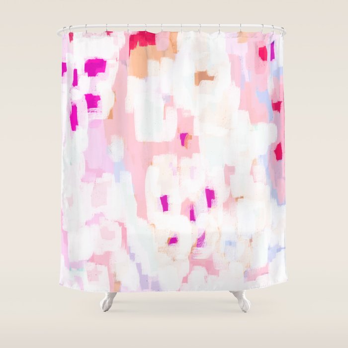 Netta - Abstract Painting Pink Pastel Bright Happy Modern Home Office Dorm College Decor Shower Curtain