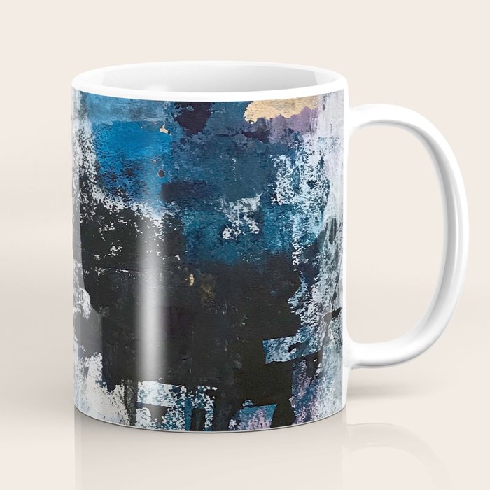 Breathe: Colorful Abstract In Black, Blue, Purple, Gold And White Coffee Mug