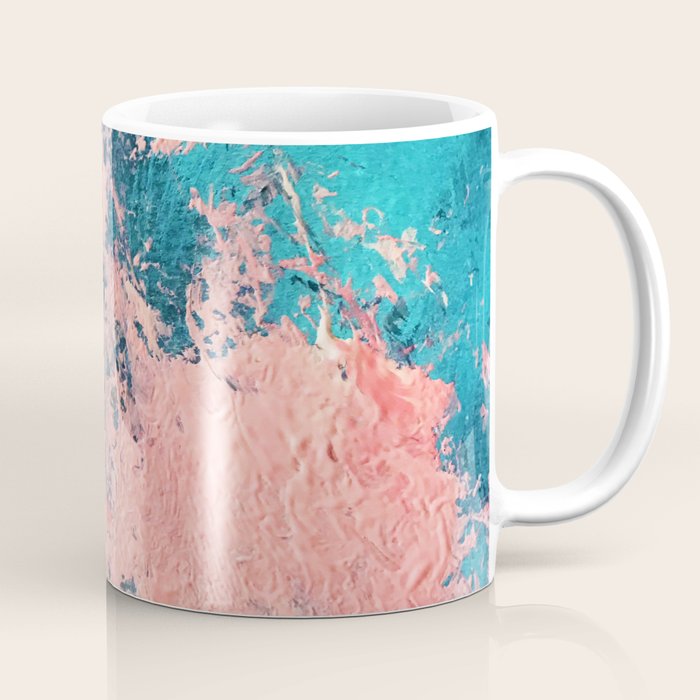 Coral Reef [1]: Colorful Abstract In Blue, Teal, Gold, And Pink Coffee Mug