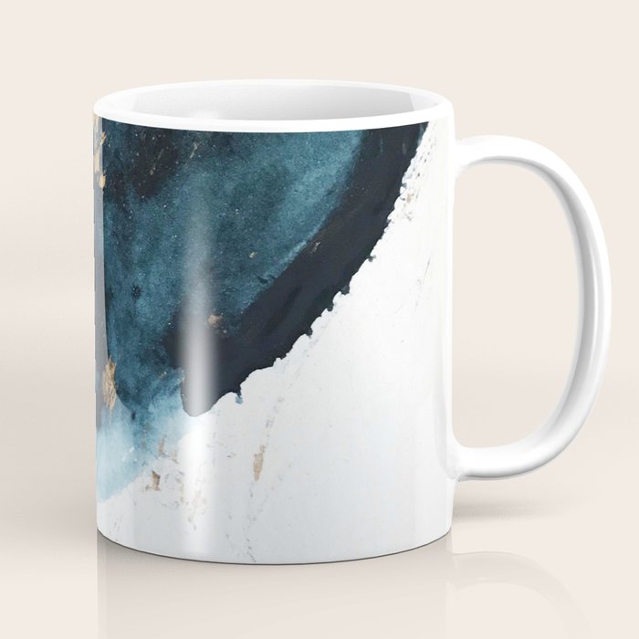 A Minimal Sapphire And Gold Abstract Piece In Blue White And Gold By Alyssa Hamilton Art  Coffee Mug