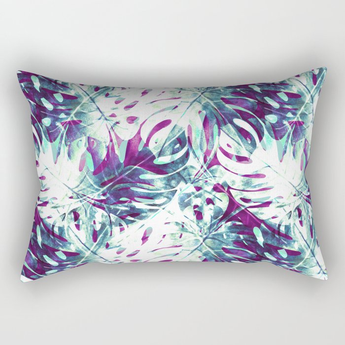 Abstract Leaf Monstera Violet Rectangular Pillow