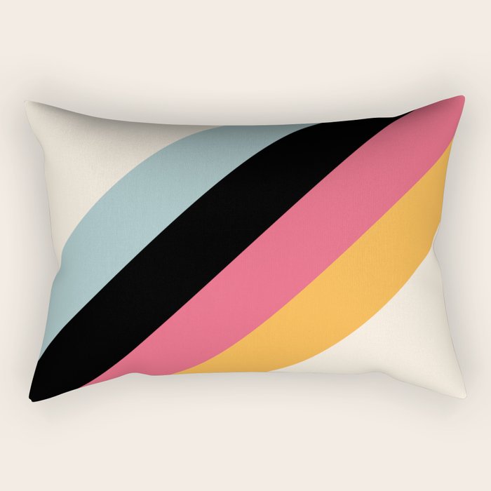 Hariasa - Classic Colorful Abstract Minimal Retro 70s Style Stripes Design Rectangular Pillow