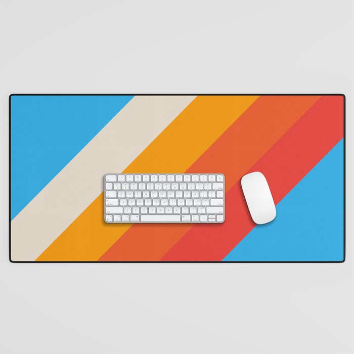 Gefjun - Classic Minimal Retro Summer Style Stripes Desk Mat