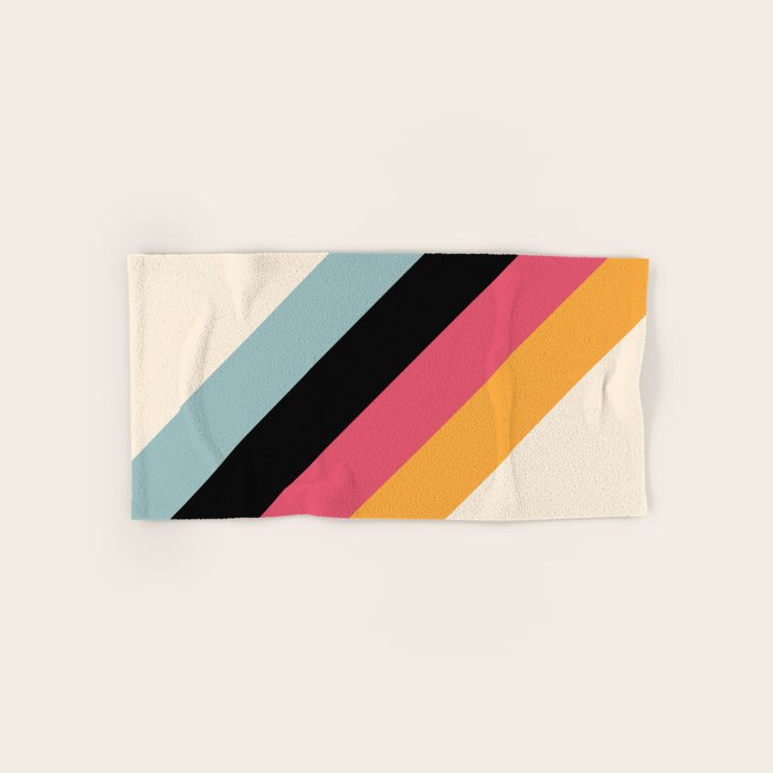 Hariasa - Classic Colorful Abstract Minimal Retro 70s Style Stripes Design Bath Towel