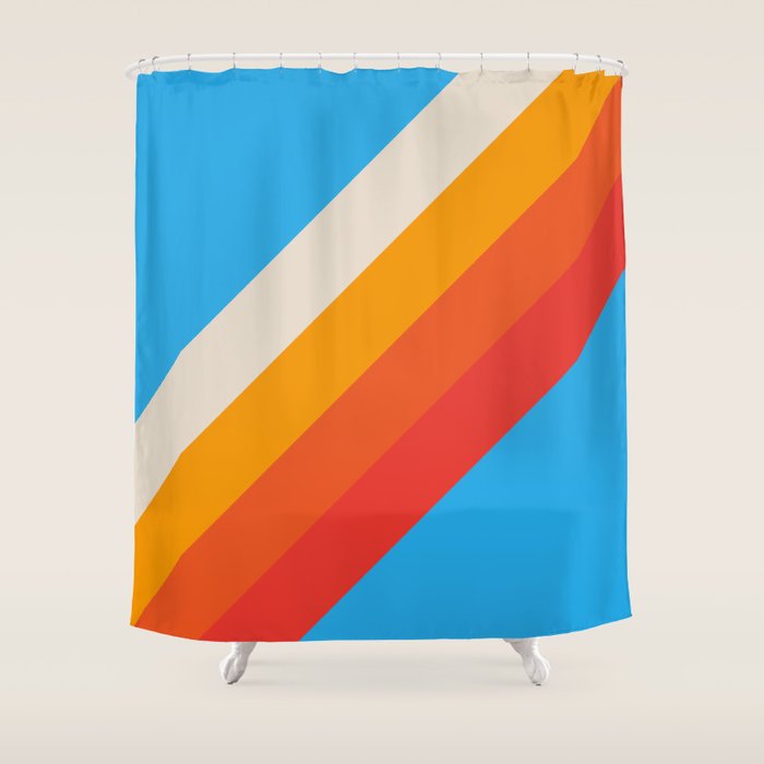 Gefjun - Classic Minimal Retro Summer Style Stripes Shower Curtain