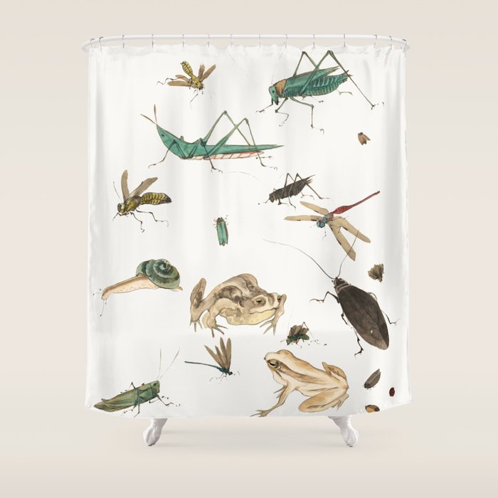 Insects Frogs And A Snail Shower Curtain