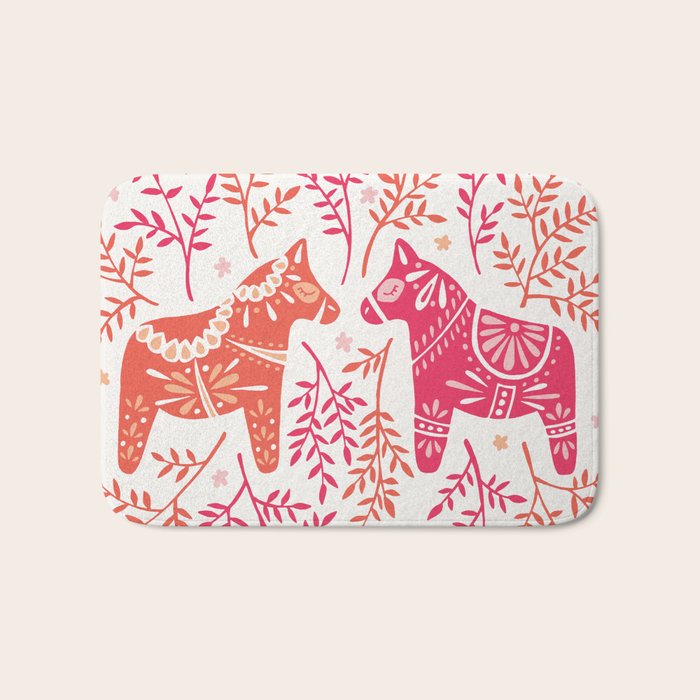 Swedish Dala Horses - Melon Palette Bath Mat