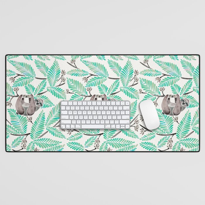 Happy Sloth - Tropical Mint Rainforest Desk Mat