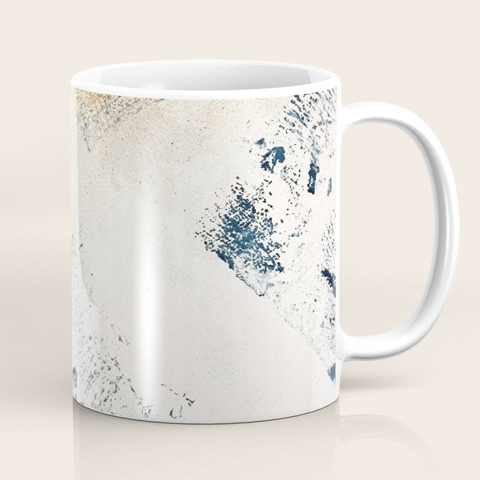 Sunset [1]: A Bright, Colorful Abstract Piece In Blue, Gold, And White By Alyssa Hamilton Art Coffee Mug