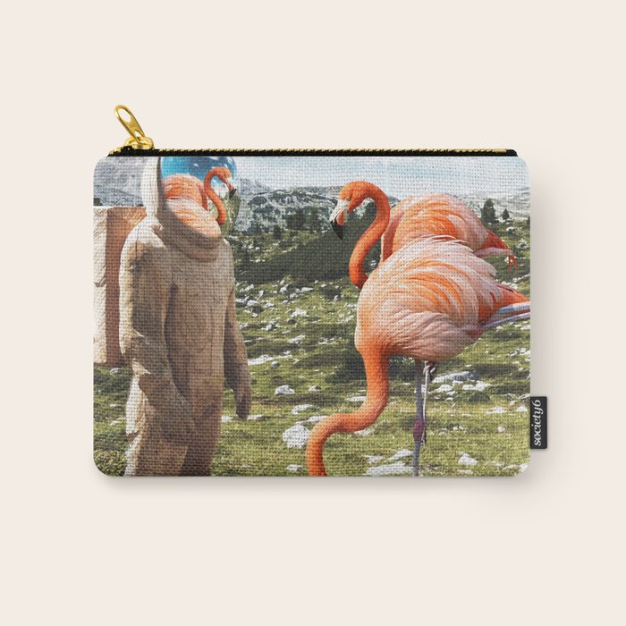 Alternate Reality, Surrealism Digital Photography, Space Flamingo Astronaut Collage Carry All Pouch