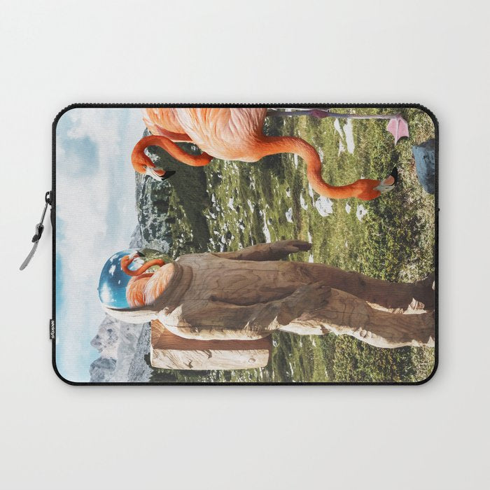 Alternate Reality, Surrealism Digital Photography, Space Flamingo Astronaut Collage Laptop Sleeve