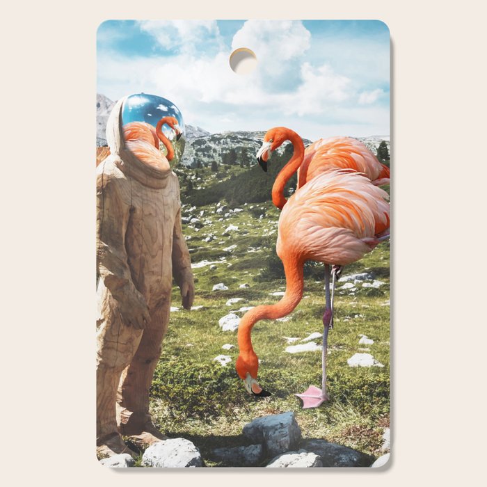Alternate Reality, Surrealism Digital Photography, Space Flamingo Astronaut Collage Cutting Board