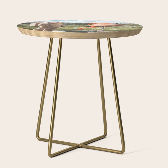 Alternate Reality, Surrealism Digital Photography, Space Flamingo Astronaut Collage Side Table
