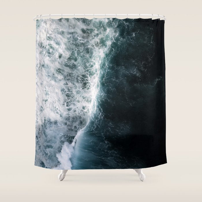 Oceanscape - White And Blue Shower Curtain