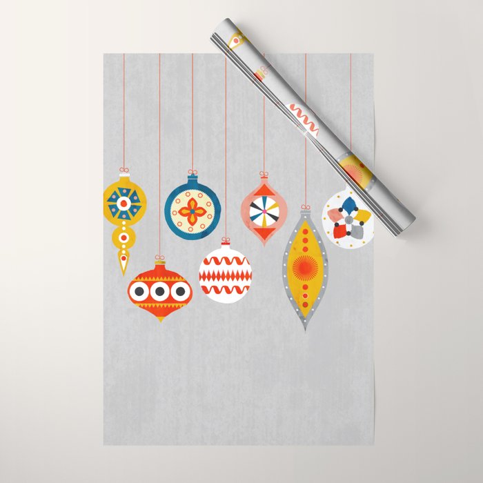 Christmas Retro Baubles No3 Wrapping Paper