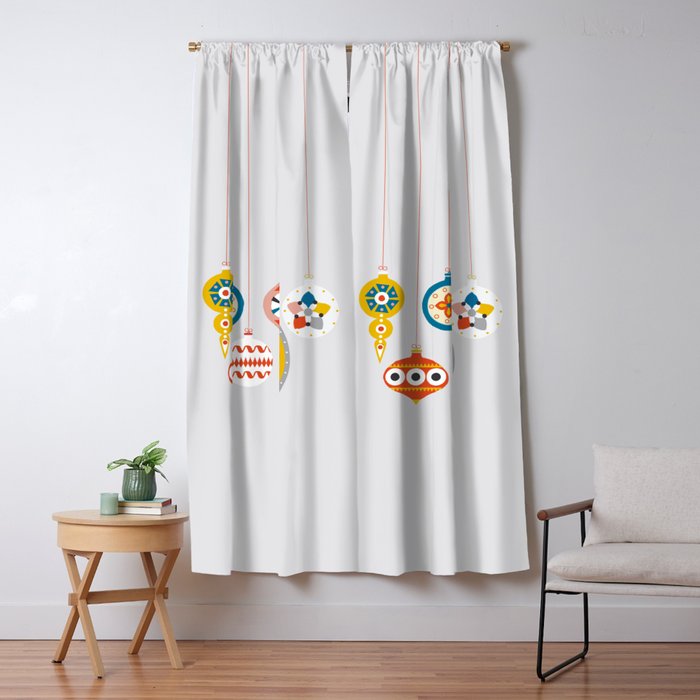 Christmas Retro Baubles No3 Window Curtain