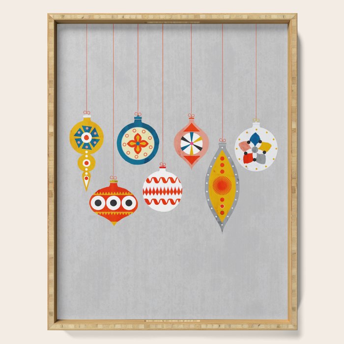 Christmas Retro Baubles No3 Serving Tray