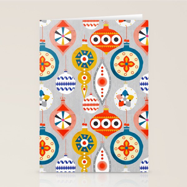 Christmas Retro Baubles No3 Stationery Card