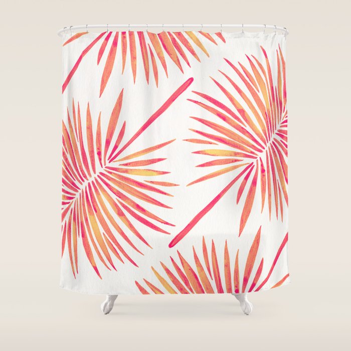 Tropical Fan Palm - Pink Palette Shower Curtain