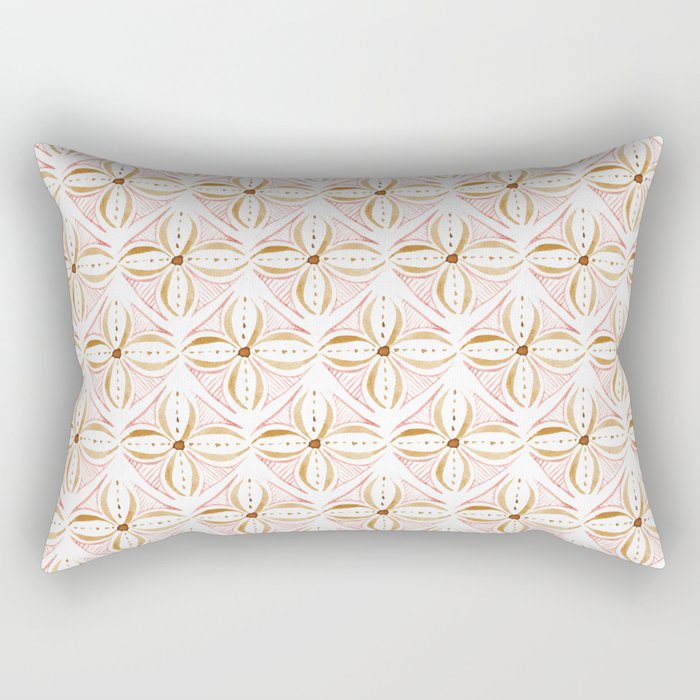 Rose Gold Watercolor Tile Rectangular Pillow