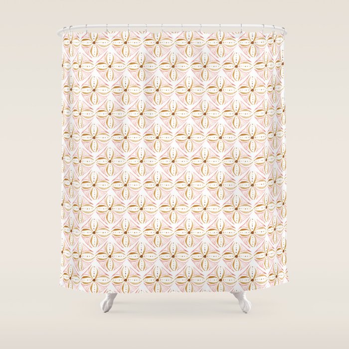 Rose Gold Watercolor Tile Shower Curtain