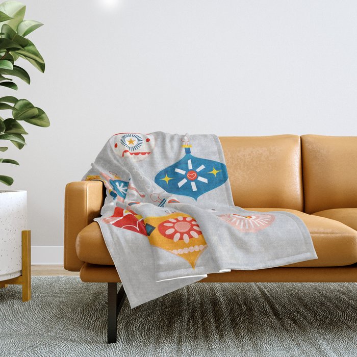 Christmas Vintage Decorations With Bear And Bird Throw Blanket